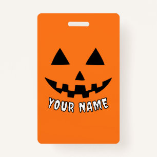 Personalized Orange Pumpkin Halloween Your Name Badge