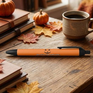 Personalized Orange Pumpkin Halloween Your Name Black Ink Pen