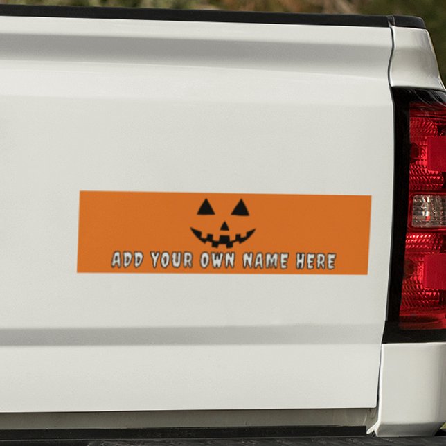 Personalized Orange Pumpkin Halloween Your Name Bumper Sticker (Creator Uploaded)