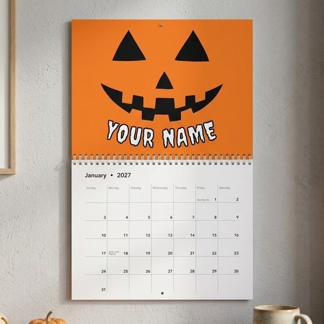 Personalized Orange Pumpkin Halloween Your Name Calendar (Creator Uploaded)