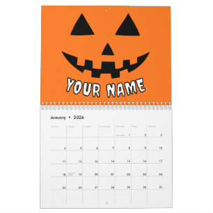 Personalized Orange Pumpkin Halloween Your Name Calendar