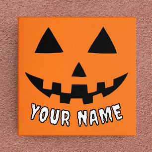 Personalized Orange Pumpkin Halloween Your Name Canvas Print