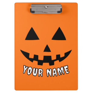 Personalized Orange Pumpkin Halloween Your Name Clipboard