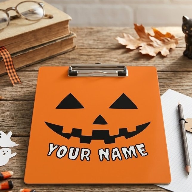 Personalized Orange Pumpkin Halloween Your Name Clipboard (Creator Uploaded)