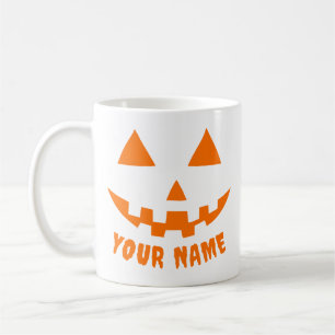 Personalized Orange Pumpkin Halloween Your Name Coffee Mug