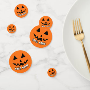 Personalized Orange Pumpkin Halloween Your Name Confetti