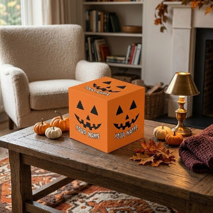 Personalized Orange Pumpkin Halloween Your Name Cube