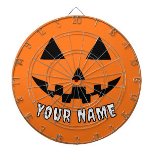 Personalized Orange Pumpkin Halloween Your Name Dartboard