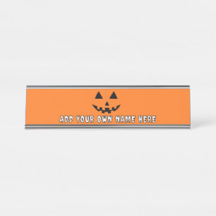 Personalized Orange Pumpkin Halloween Your Name Desk Name Plate