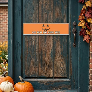 Personalized Orange Pumpkin Halloween Your Name Door Sign