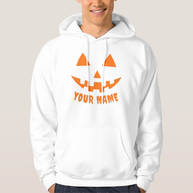 Personalized Orange Pumpkin Halloween Your Name Hoodie (Front)