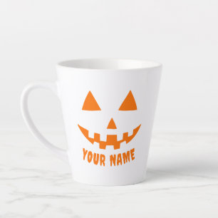 Personalized Orange Pumpkin Halloween Your Name Latte Mug