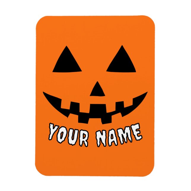 Personalized Orange Pumpkin Halloween Your Name Magnet (Vertical)