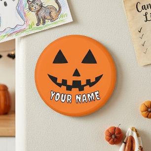 Personalized Orange Pumpkin Halloween Your Name Magnet