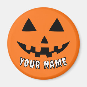 Personalized Orange Pumpkin Halloween Your Name Magnet