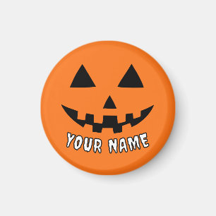 Personalized Orange Pumpkin Halloween Your Name Magnet