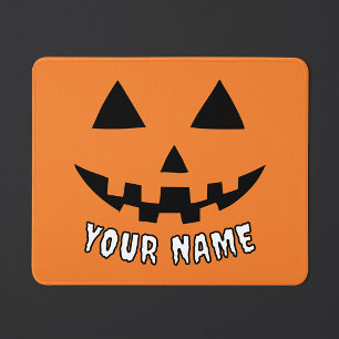 Personalized Orange Pumpkin Halloween Your Name Mouse Pad
