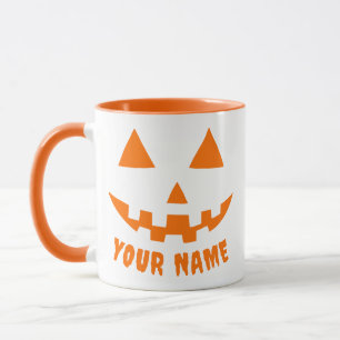 Personalized Orange Pumpkin Halloween Your Name Mug