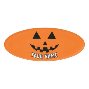 Personalized Orange Pumpkin Halloween Your Name Name Tag