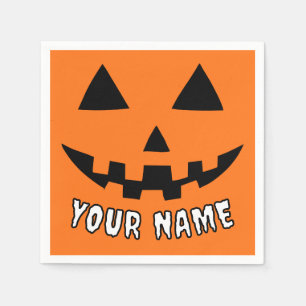 Personalized Orange Pumpkin Halloween Your Name Napkin