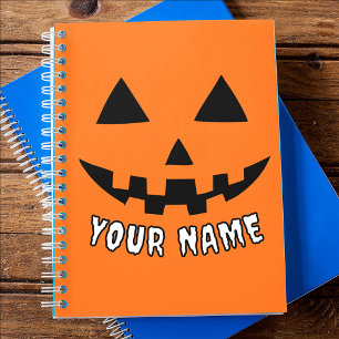 Personalized Orange Pumpkin Halloween Your Name Notebook