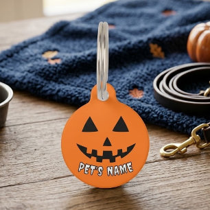 Personalized Orange Pumpkin Halloween Your Name Pet Tag