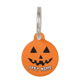 Personalized Orange Pumpkin Halloween Your Name Pet Tag