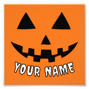 Personalized Orange Pumpkin Halloween Your Name Photo Print