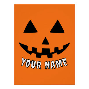 Personalized Orange Pumpkin Halloween Your Name Poster
