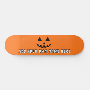 Personalized Orange Pumpkin Halloween Your Name Skateboard
