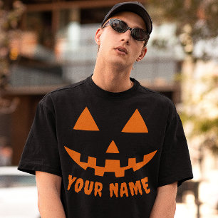 Personalized Orange Pumpkin Halloween Your Name T-Shirt