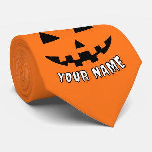 Personalized Orange Pumpkin Halloween Your Name Tie