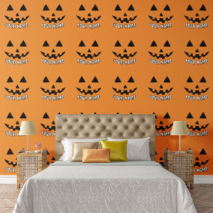 Personalized Orange Pumpkin Halloween Your Name Wallpaper