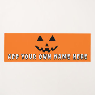 Personalized Orange Pumpkin Halloween Your Name Yoga Mat