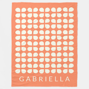 Personalized Orange Retro Midcentury Modern Bold Fleece Blanket