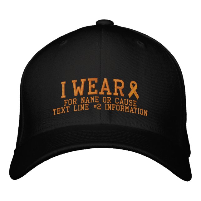 Personalized Orange Ribbon Awareness Embroidery Embroidered Hat (Front)