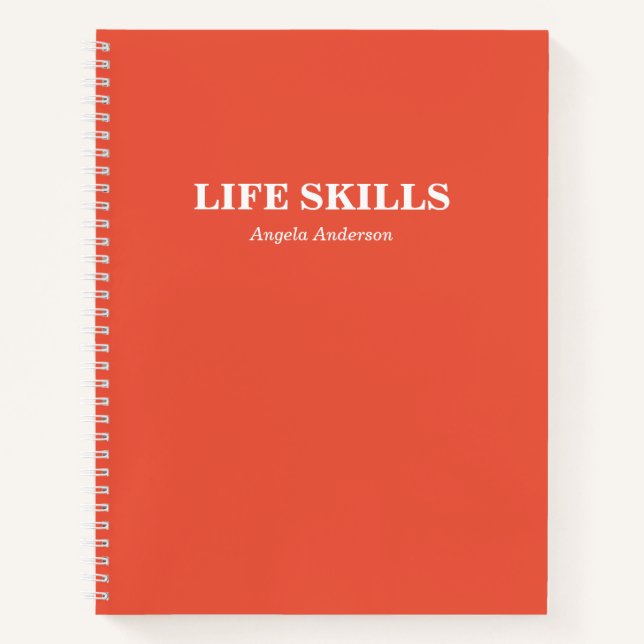 Personalized Orange School Subject Spiral Notebook (Front)