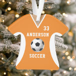 Personalized Orange Soccer Jersey Ornament<br><div class="desc">Celebrate your soccer star with this personalized orange soccer jersey ornament. Perfect for commemorating a special season,  player,  or team. Customize it with a name and number to create a unique keepsake.</div>