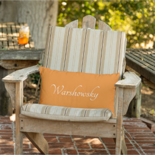 Personalized Orange solid coloured white name Lumbar Pillow