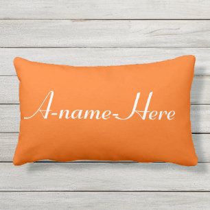 Personalized orange solid with white name custom lumbar pillow