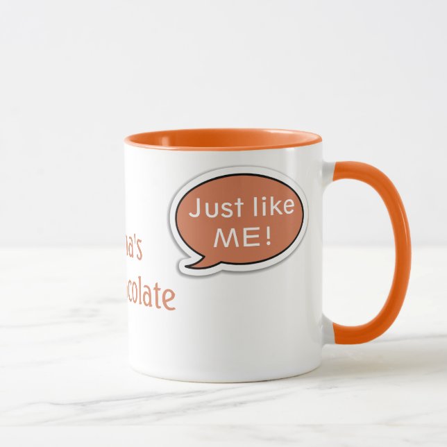 Personalized Orange Speech Bubble Hot Chocolate Mug (Right)