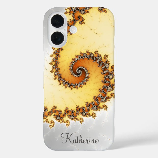 Personalized Orange Spiral Fractal Case-Mate iPhone Case (Back)