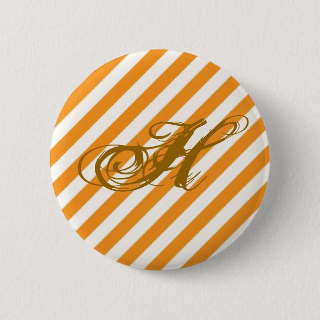 Personalized Orange Striped 2 Inch Round Button (Front)