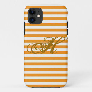Personalized Orange Striped iPhone 11 Case