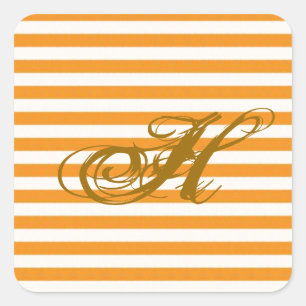 Personalized Orange Striped Square Sticker
