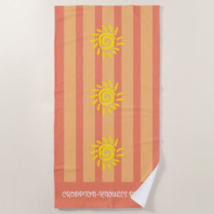Personalized Orange Striped Sunshine Beach Towel