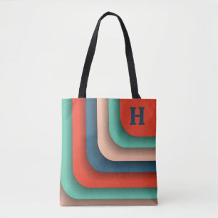 Personalized Orange, Teal and Blue Tote Bag