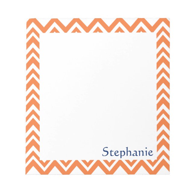 Personalized Orange Zigzag Pattern Notepad (Front)