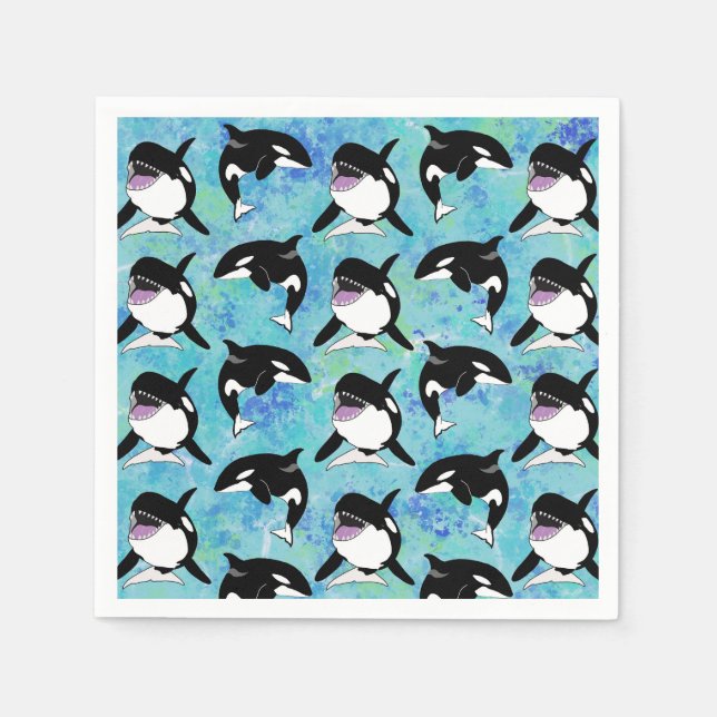 Personalized Orca Killer Whale Birthday Napkin (Front)