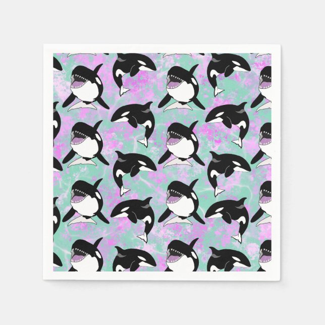 Personalized Orca Killer Whale Birthday Napkin (Front)